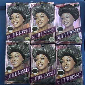 RED Glitter Bonnet in Black and Silver